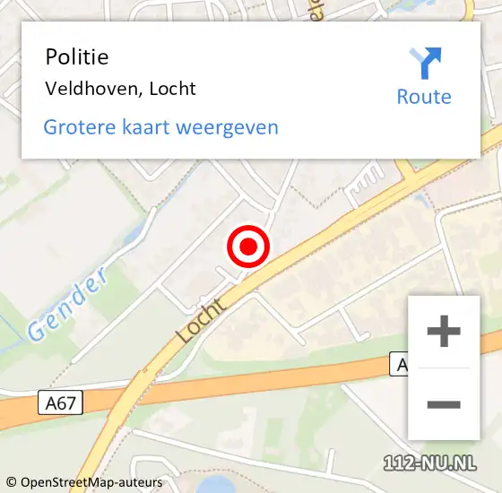 Locatie op kaart van de 112 melding: Politie Veldhoven, Locht op 28 augustus 2023 15:14