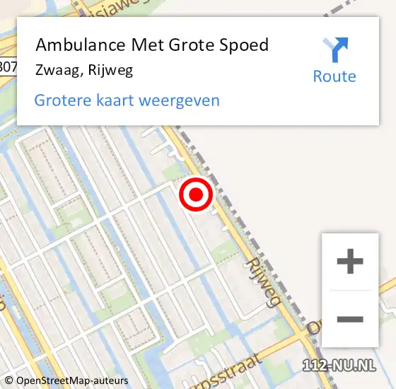 Locatie op kaart van de 112 melding: Ambulance Met Grote Spoed Naar Zwaag, Rijweg op 28 augustus 2023 15:22