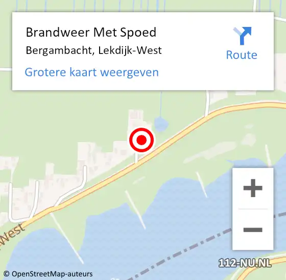 Locatie op kaart van de 112 melding: Brandweer Met Spoed Naar Bergambacht, Lekdijk-West op 28 augustus 2023 15:43