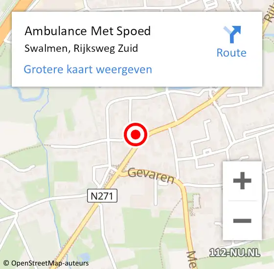 Locatie op kaart van de 112 melding: Ambulance Met Spoed Naar Swalmen, Rijksweg Zuid op 28 augustus 2023 15:57