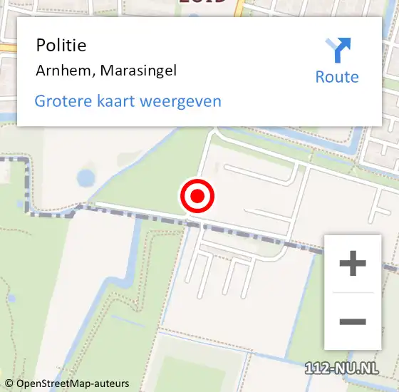 Locatie op kaart van de 112 melding: Politie Arnhem, Marasingel op 28 augustus 2023 16:56