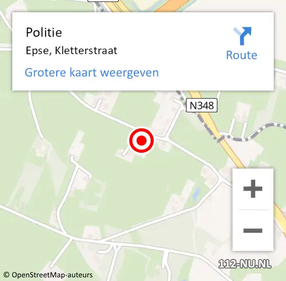 Locatie op kaart van de 112 melding: Politie Epse, Kletterstraat op 28 augustus 2023 17:10