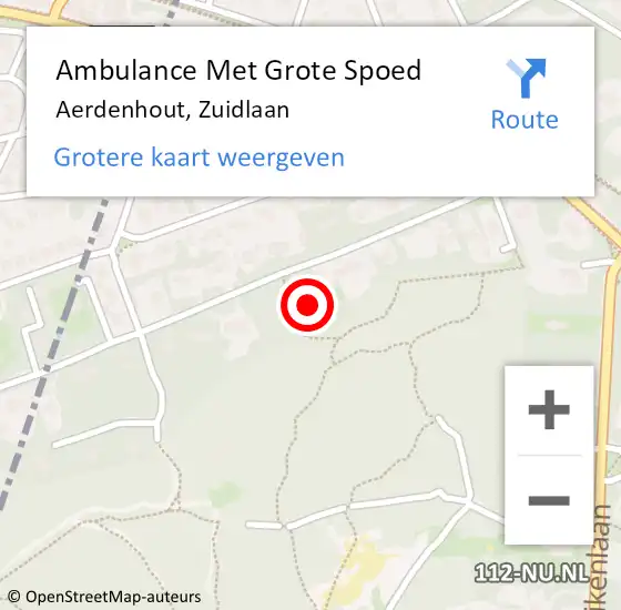 Locatie op kaart van de 112 melding: Ambulance Met Grote Spoed Naar Aerdenhout, Zuidlaan op 28 augustus 2023 17:16