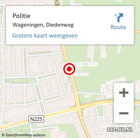 Locatie op kaart van de 112 melding: Politie Wageningen, Diedenweg op 6 september 2014 08:59