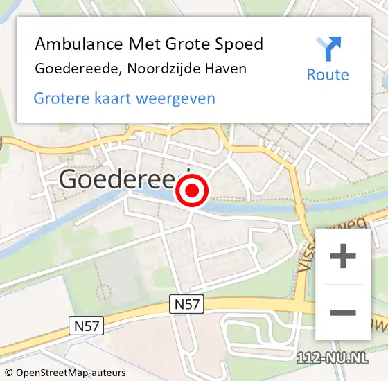 Locatie op kaart van de 112 melding: Ambulance Met Grote Spoed Naar Goedereede, Noordzijde Haven op 28 augustus 2023 17:38