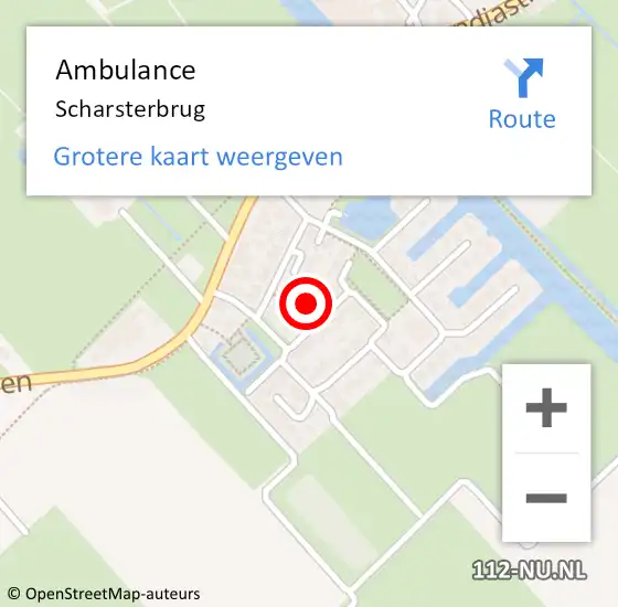 Locatie op kaart van de 112 melding: Ambulance Scharsterbrug op 28 augustus 2023 17:46