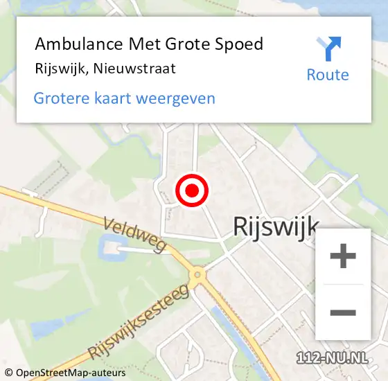 Locatie op kaart van de 112 melding: Ambulance Met Grote Spoed Naar Rijswijk, Nieuwstraat op 28 augustus 2023 17:53