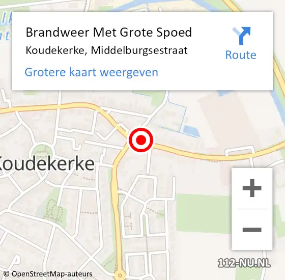 Locatie op kaart van de 112 melding: Brandweer Met Grote Spoed Naar Koudekerke, Middelburgsestraat op 28 augustus 2023 18:03