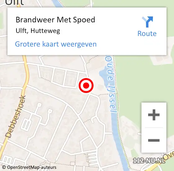 Locatie op kaart van de 112 melding: Brandweer Met Spoed Naar Ulft, Hutteweg op 28 augustus 2023 18:34