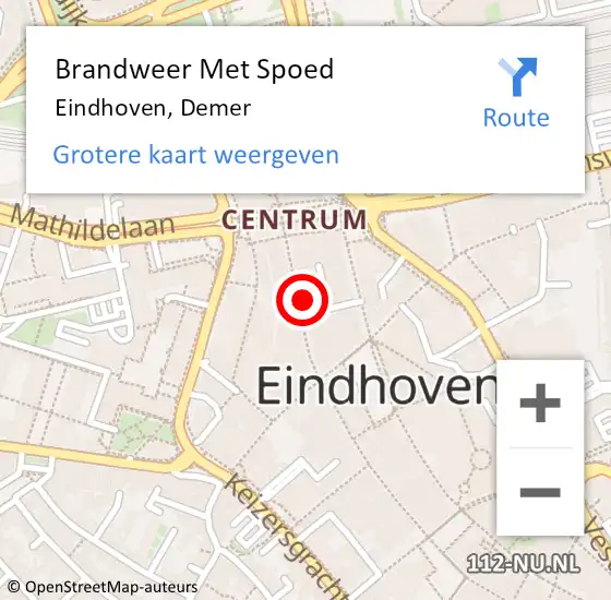 Locatie op kaart van de 112 melding: Brandweer Met Spoed Naar Eindhoven, Demer op 28 augustus 2023 18:41