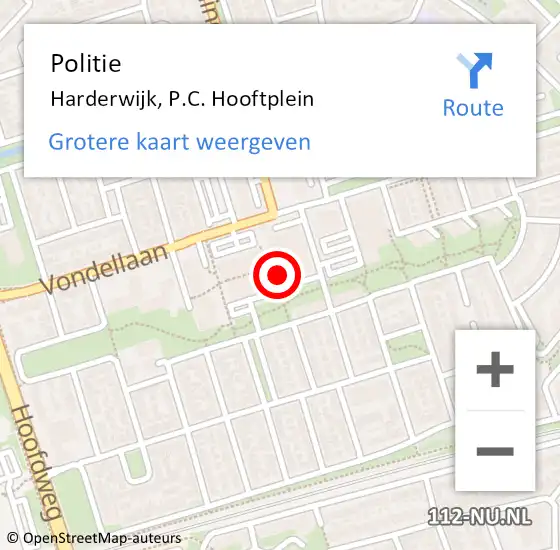 Locatie op kaart van de 112 melding: Politie Harderwijk, P.C. Hooftplein op 28 augustus 2023 19:32