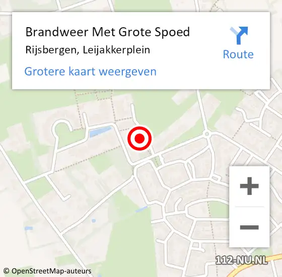 Locatie op kaart van de 112 melding: Brandweer Met Grote Spoed Naar Rijsbergen, Leijakkerplein op 28 augustus 2023 20:08