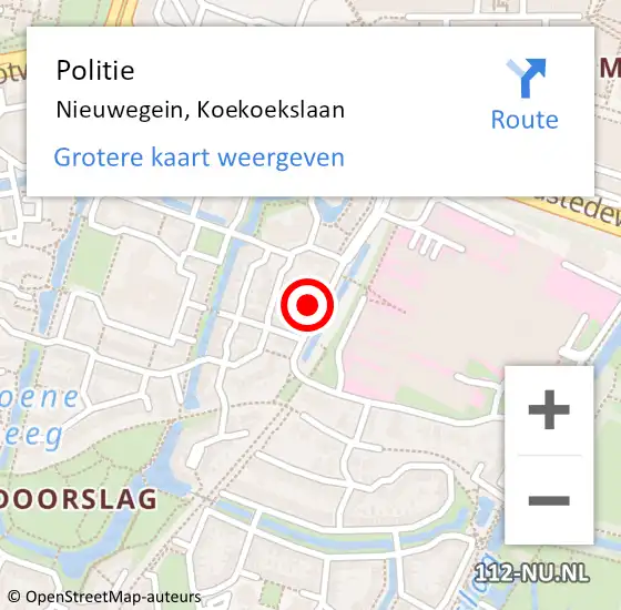Locatie op kaart van de 112 melding: Politie Nieuwegein, Koekoekslaan op 28 augustus 2023 20:49