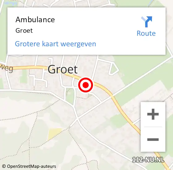 Locatie op kaart van de 112 melding: Ambulance Groet op 28 augustus 2023 20:56