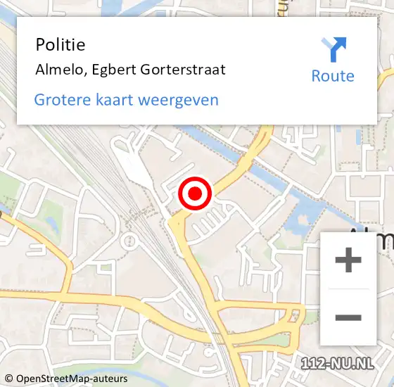 Locatie op kaart van de 112 melding: Politie Almelo, Egbert Gorterstraat op 28 augustus 2023 21:01