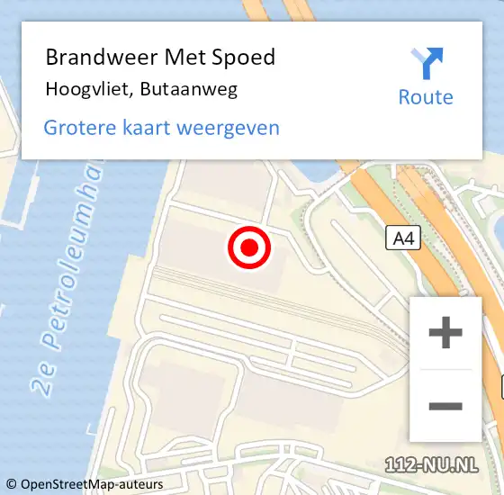 Locatie op kaart van de 112 melding: Brandweer Met Spoed Naar Hoogvliet, Butaanweg op 28 augustus 2023 21:16