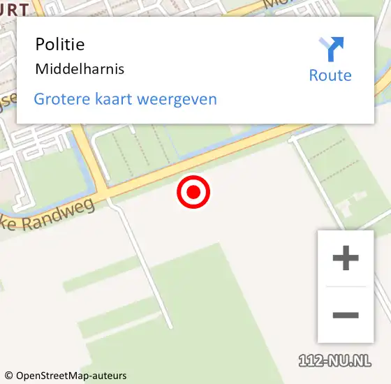 Locatie op kaart van de 112 melding: Politie Middelharnis op 28 augustus 2023 21:17