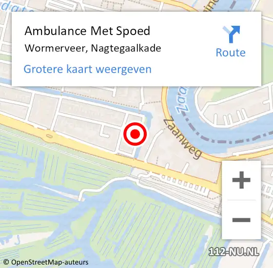 Locatie op kaart van de 112 melding: Ambulance Met Spoed Naar Wormerveer, Nagtegaalkade op 28 augustus 2023 21:21