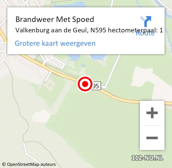 Locatie op kaart van de 112 melding: Brandweer Met Spoed Naar Valkenburg aan de Geul, N595 hectometerpaal: 1 op 28 augustus 2023 22:12