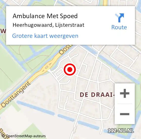 Locatie op kaart van de 112 melding: Ambulance Met Spoed Naar Heerhugowaard, Lijsterstraat op 28 augustus 2023 22:16