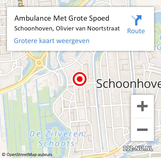 Locatie op kaart van de 112 melding: Ambulance Met Grote Spoed Naar Schoonhoven, Olivier van Noortstraat op 28 augustus 2023 22:18