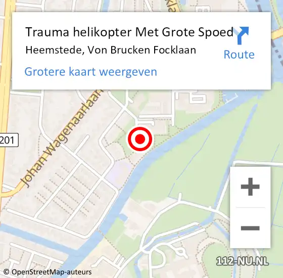 Locatie op kaart van de 112 melding: Trauma helikopter Met Grote Spoed Naar Heemstede, Von Brucken Focklaan op 28 augustus 2023 23:02