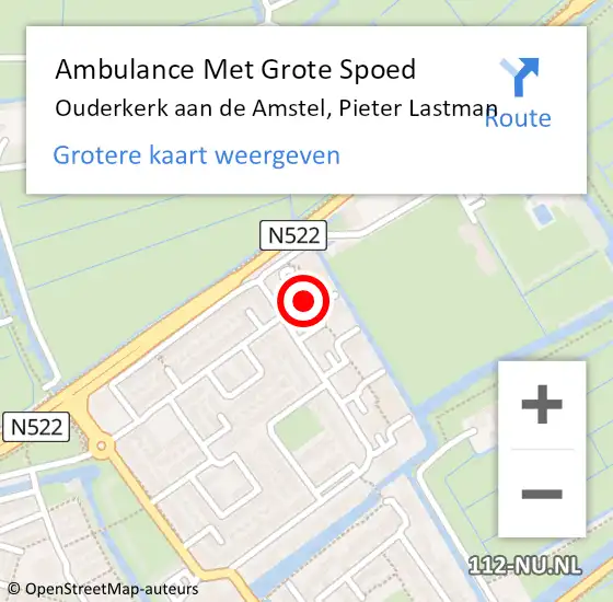 Locatie op kaart van de 112 melding: Ambulance Met Grote Spoed Naar Ouderkerk aan de Amstel, Pieter Lastman op 28 augustus 2023 23:23