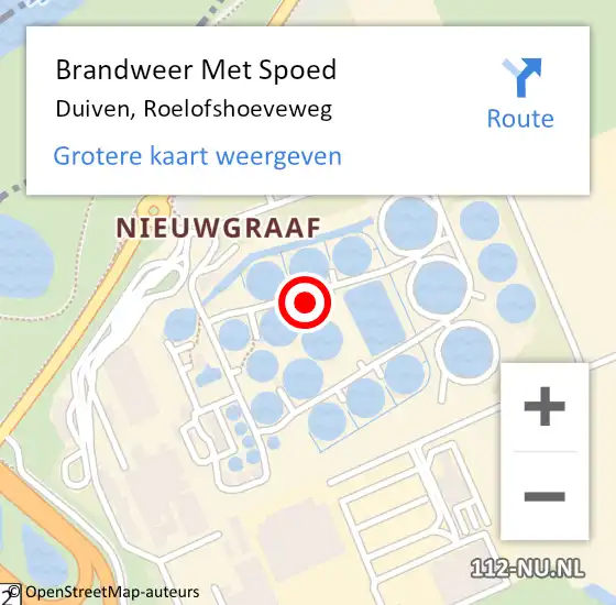 Locatie op kaart van de 112 melding: Brandweer Met Spoed Naar Duiven, Roelofshoeveweg op 29 augustus 2023 00:09