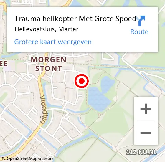 Locatie op kaart van de 112 melding: Trauma helikopter Met Grote Spoed Naar Hellevoetsluis, Marter op 29 augustus 2023 00:26