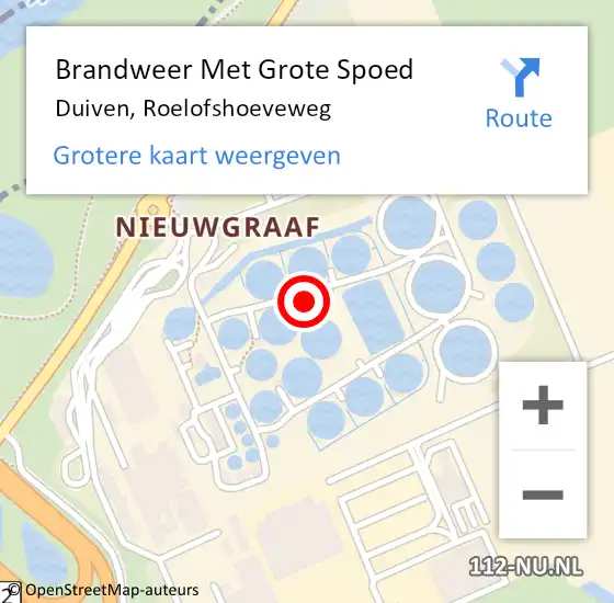 Locatie op kaart van de 112 melding: Brandweer Met Grote Spoed Naar Duiven, Roelofshoeveweg op 29 augustus 2023 00:29