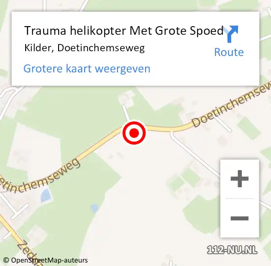 Locatie op kaart van de 112 melding: Trauma helikopter Met Grote Spoed Naar Kilder, Doetinchemseweg op 29 augustus 2023 00:47