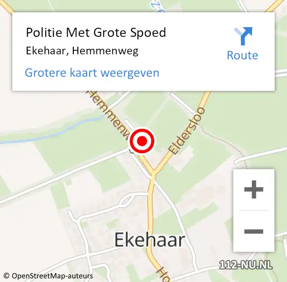 Locatie op kaart van de 112 melding: Politie Met Grote Spoed Naar Ekehaar, Hemmenweg op 29 augustus 2023 02:18