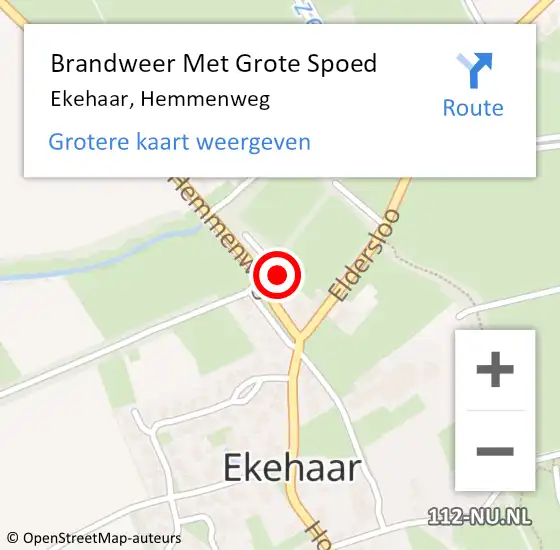 Locatie op kaart van de 112 melding: Brandweer Met Grote Spoed Naar Ekehaar, Hemmenweg op 29 augustus 2023 02:19