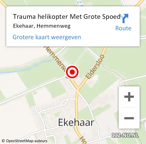 Locatie op kaart van de 112 melding: Trauma helikopter Met Grote Spoed Naar Ekehaar, Hemmenweg op 29 augustus 2023 02:34