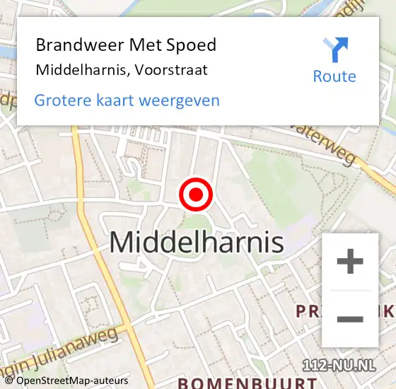 Locatie op kaart van de 112 melding: Brandweer Met Spoed Naar Middelharnis, Voorstraat op 29 augustus 2023 02:51