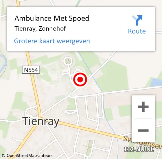 Locatie op kaart van de 112 melding: Ambulance Met Spoed Naar Tienray, Zonnehof op 6 september 2014 09:35