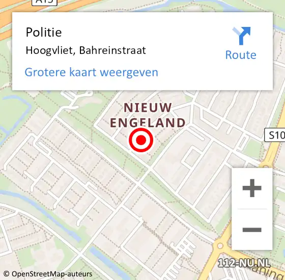 Locatie op kaart van de 112 melding: Politie Hoogvliet, Bahreinstraat op 29 augustus 2023 03:11