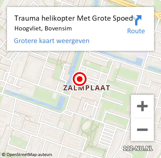 Locatie op kaart van de 112 melding: Trauma helikopter Met Grote Spoed Naar Hoogvliet, Bovensim op 29 augustus 2023 03:24