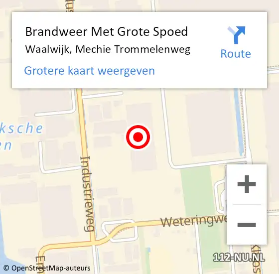 Locatie op kaart van de 112 melding: Brandweer Met Grote Spoed Naar Waalwijk, Mechie Trommelenweg op 29 augustus 2023 03:38