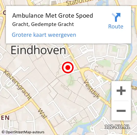 Locatie op kaart van de 112 melding: Ambulance Met Grote Spoed Naar Gracht, Gedempte Gracht op 6 september 2014 09:38