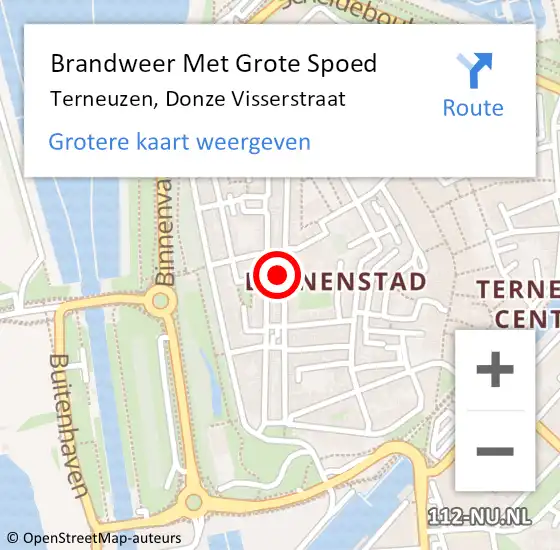 Locatie op kaart van de 112 melding: Brandweer Met Grote Spoed Naar Terneuzen, Donze Visserstraat op 29 augustus 2023 07:43