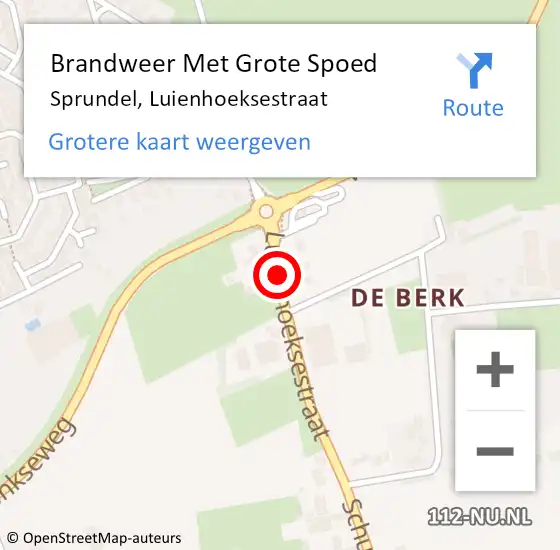 Locatie op kaart van de 112 melding: Brandweer Met Grote Spoed Naar Sprundel, Luienhoeksestraat op 29 augustus 2023 08:10