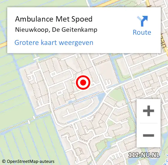 Locatie op kaart van de 112 melding: Ambulance Met Spoed Naar Nieuwkoop, De Geitenkamp op 29 augustus 2023 08:15
