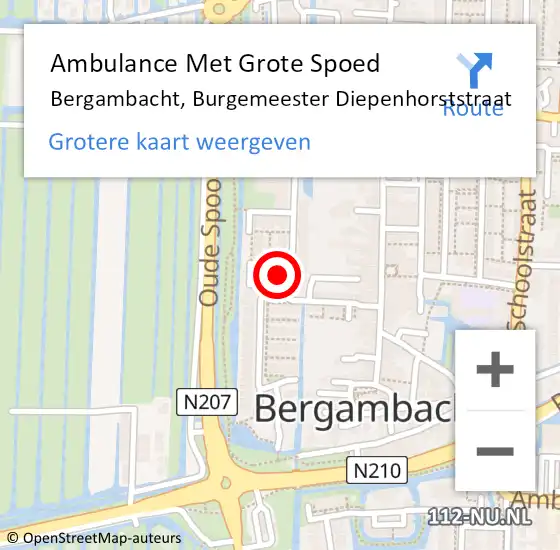 Locatie op kaart van de 112 melding: Ambulance Met Grote Spoed Naar Bergambacht, Burgemeester Diepenhorststraat op 29 augustus 2023 08:34