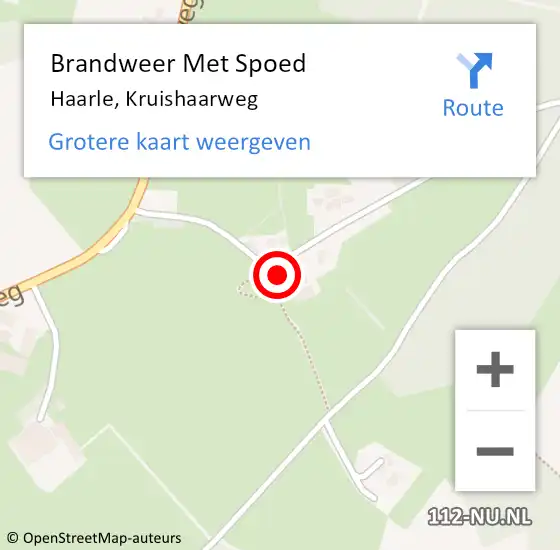 Locatie op kaart van de 112 melding: Brandweer Met Spoed Naar Haarle, Kruishaarweg op 29 augustus 2023 08:40