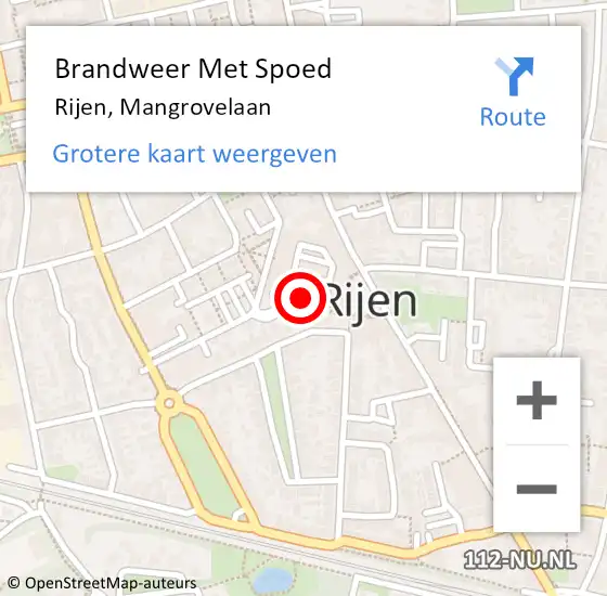 Locatie op kaart van de 112 melding: Brandweer Met Spoed Naar Rijen, Mangrovelaan op 29 augustus 2023 09:08