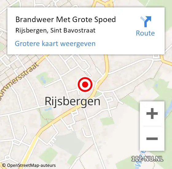 Locatie op kaart van de 112 melding: Brandweer Met Grote Spoed Naar Rijsbergen, Sint Bavostraat op 29 augustus 2023 09:15