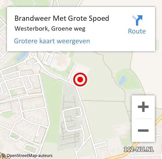 Locatie op kaart van de 112 melding: Brandweer Met Grote Spoed Naar Westerbork, Groene weg op 29 augustus 2023 09:36