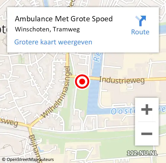 Locatie op kaart van de 112 melding: Ambulance Met Grote Spoed Naar Winschoten, Tramweg op 29 augustus 2023 09:37