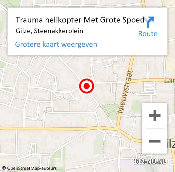 Locatie op kaart van de 112 melding: Trauma helikopter Met Grote Spoed Naar Gilze, Steenakkerplein op 29 augustus 2023 09:49